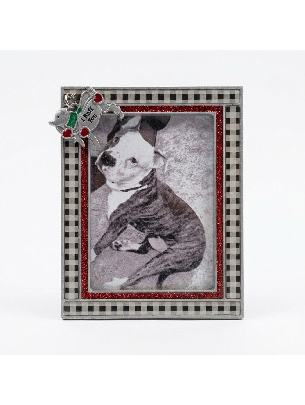 Hobby Lobby GANZ I Ruff You Dog Photo Keepsake Frame Plaid Red Glitter
